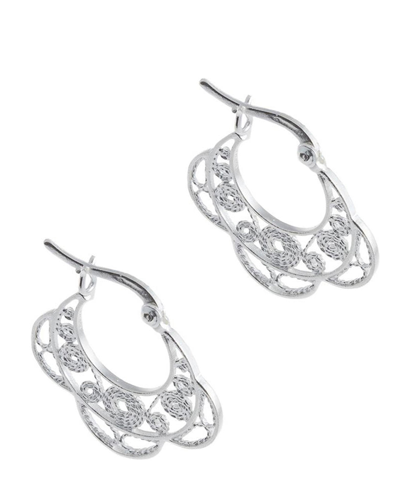 'Rue' Sterling Silver Half Flower Earrings Pure Luxuries London