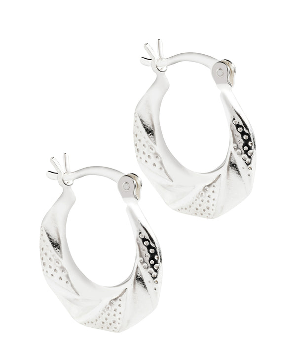 'Lacq' Sterling Silver Striped Creole Earrings Pure Luxuries London