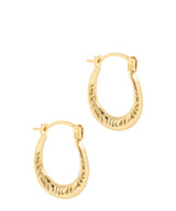 'Adisa' 9ct Gold Patterned Creole Earrings Pure Luxuries London