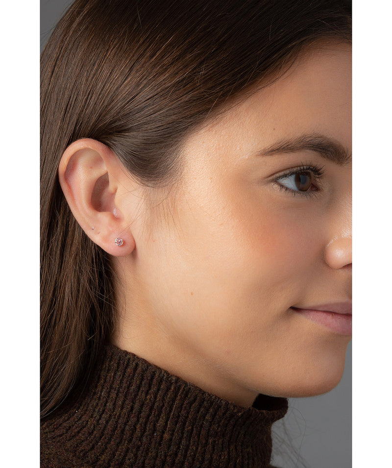 'Dakarai' 9-Carat Yellow Gold & Pink Cubic Zirconia Stud Earrings image 2