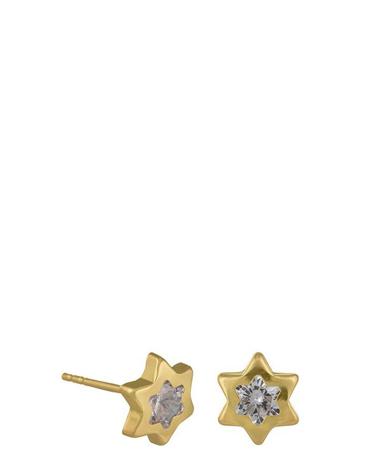 Gift Packaged 'Anippe' 9-Carat Yellow Gold & Cubic Zirconia Star Earrings