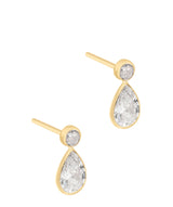 'Agnes' 9ct Gold Crystal Teardrop Earrings Pure Luxuries London