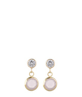 Gift Packaged 'Rehema' 9ct Yellow Gold, Cubic Zirconia & Pink Crystal Drop Earrings