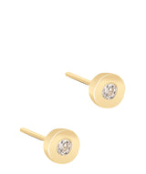 'Marcina' 9ct Yellow Gold & Cubic Zirconia Circular Stud Earrings Pure Luxuries London