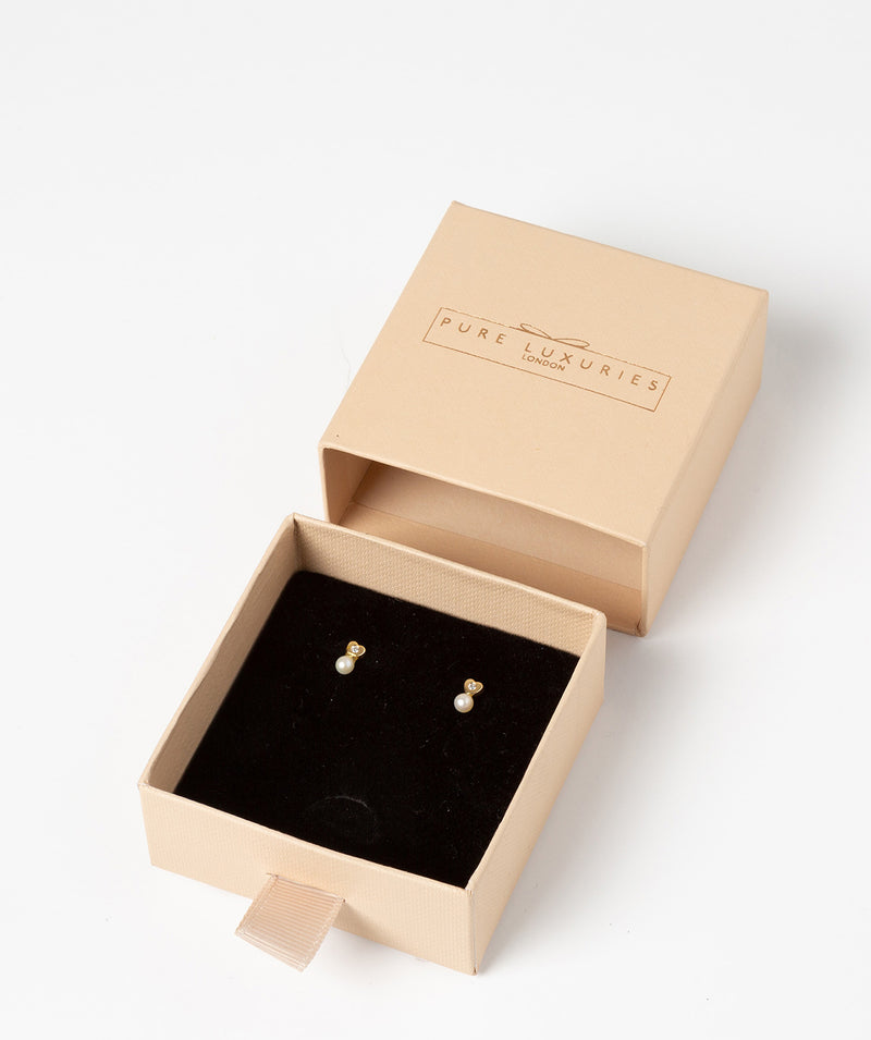 'Candela' 9ct Yellow Gold, Cubic Zirconia and Pearl Stud Earrings image 3