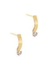 'Leonara' 9ct Yellow Gold and Cubic Zirconia Curved Drop Earrings image 1
