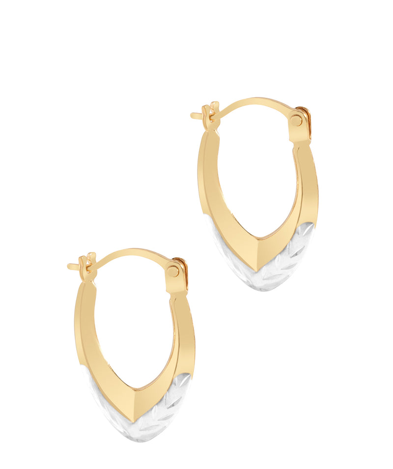 'Dominque' 9ct Yellow and White Gold Diamond Cut Creole Earrings image 1