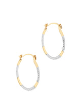 'Avianon' 9ct Yellow & White Gold Diamond Cut Oval Hoop Earrings image 1