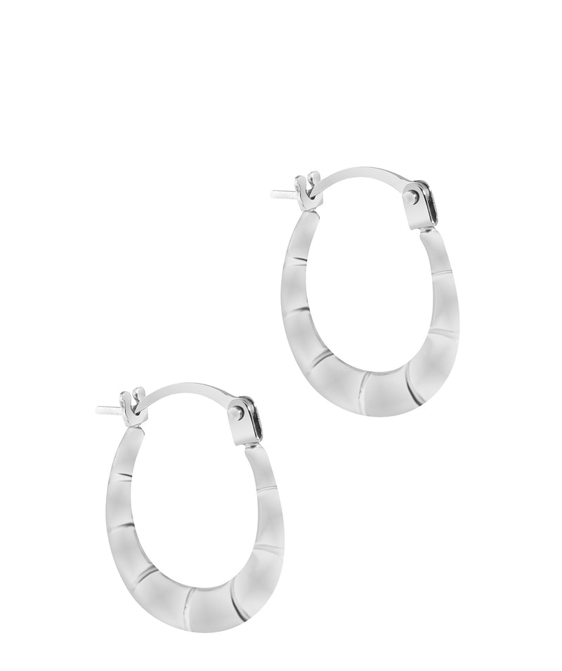 'Jacquelyn' 9ct White Gold Grooved Creole Hoop Earrings Pure Luxuries London