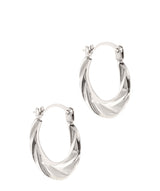 'Ales' 9ct White Gold Mini Twist Creole Earrings image 1