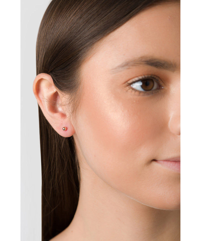 'Inesa' 9ct Rose Gold Polished Ball Stud Earrings image 2