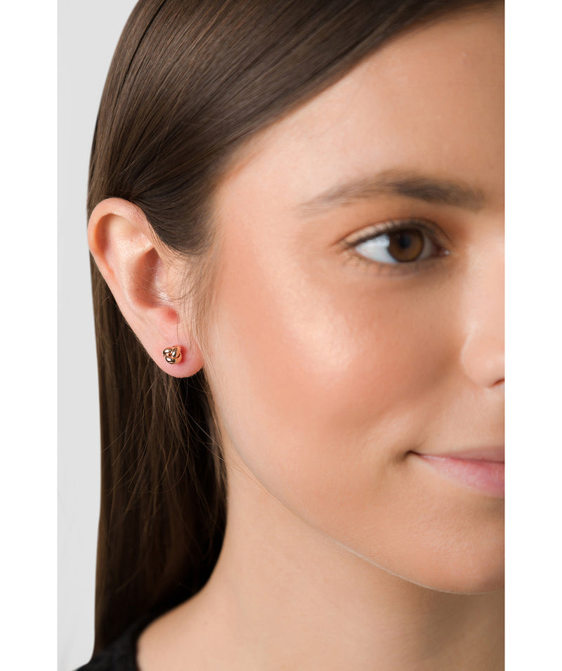 'Clareta' 9ct Rose Gold Tri-Knot Stud Earrings image 2