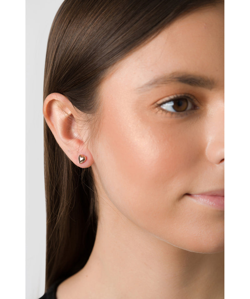 'Otavia' 9ct Rose Gold Heart Stud Earrings image 2