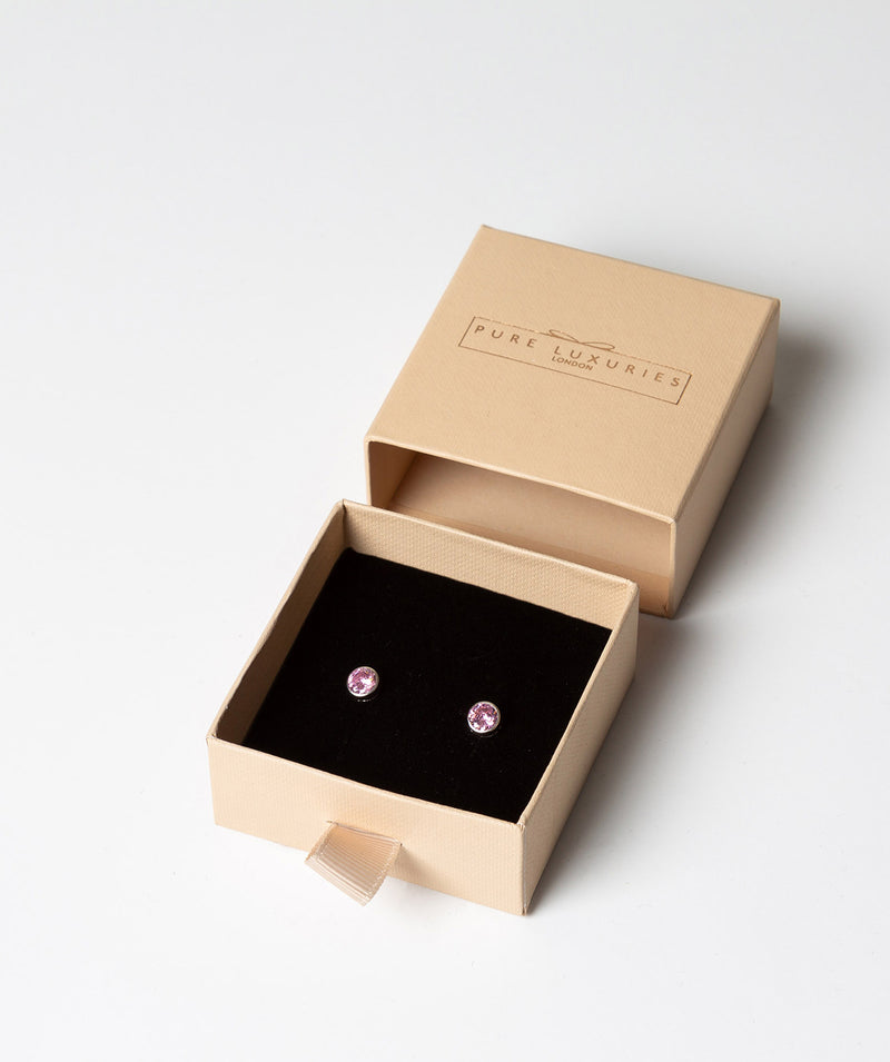 'Kamilah' 9-Carat White Gold & Pink Cubic Zirconia Stud Earrings image 3