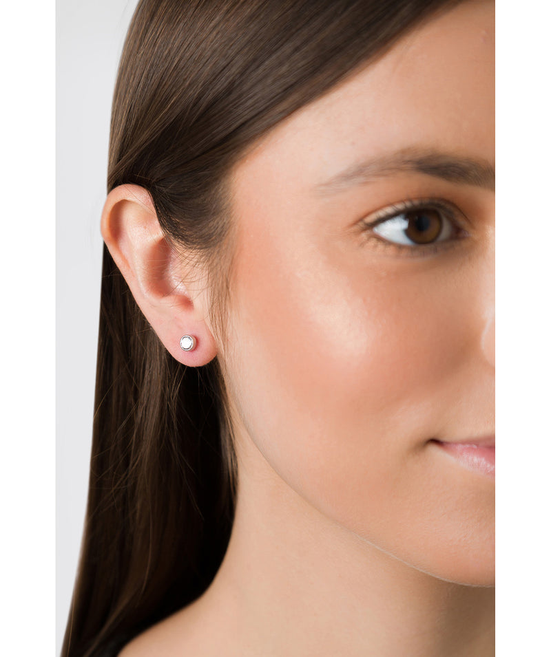 'Zamora' 9ct White Gold & Cubic Zirconia Stud Earrings image 2