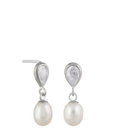 Gift Packaged 'Raziya' 9ct White Gold, Cubic Zirconia & Pearl Drop Earrings