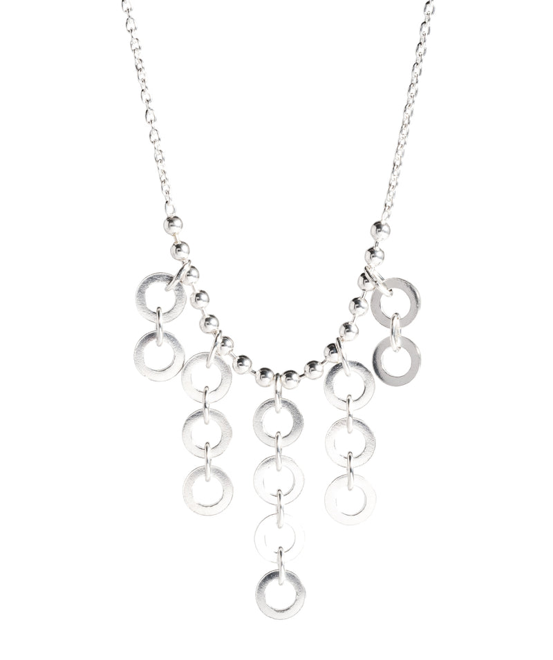 Gift Packaged 'Remy' Sterling Silver Multi Open Disc Drop Necklace