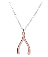 Gift Packaged 'Josefina' Rose Gold Plated Sterling Silver Wishbone Necklace
