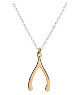 Gift Packaged 'Imelda' Yellow Gold Plated Sterling Silver Wishbone Necklace