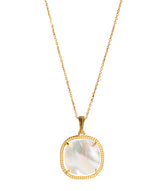 Gift Packaged 'Eileithyia' Yellow Gold Plated Sterling Silver and Square Mother of Pearl Necklace