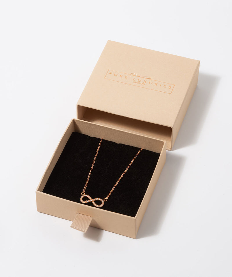 Gift Packaged 'Sterope' Rose Gold Plated Sterling Silver and Cubic Zirconia Infinity Adjustable Necklace