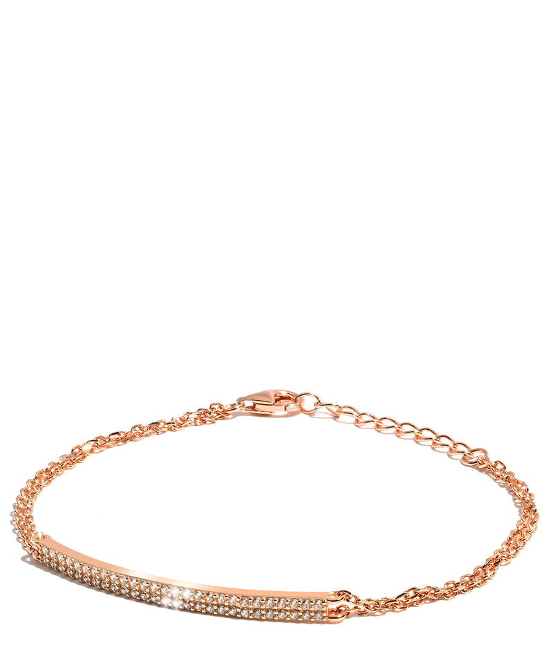 'Elpis' Rose Gold Plated Sterling Silver and Cubic Zirconia Bar Bracelet Pure Luxuries London