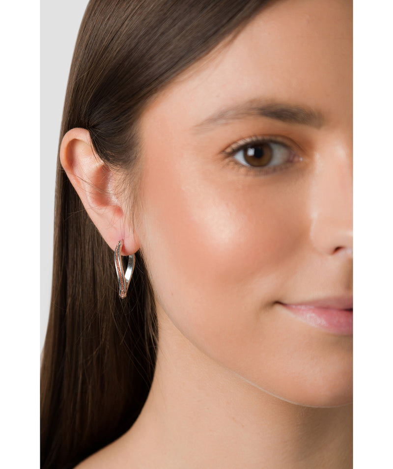 'Lechesis' Rhodium Plated Sterling Silver Twisted Hoop Earrings image 2