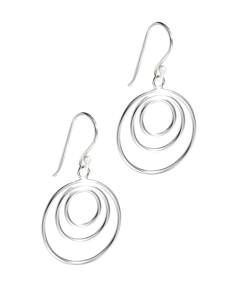 Gift Packaged 'Dionysus' Sterling Silver Triple Circle Drop Earrings