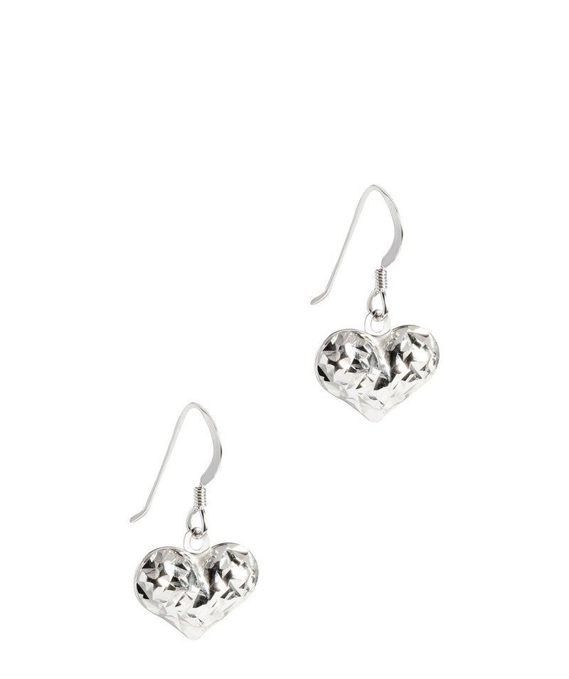 Gift Packaged 'Muses' Sterling Silver Detailed Heart Drop Earrings