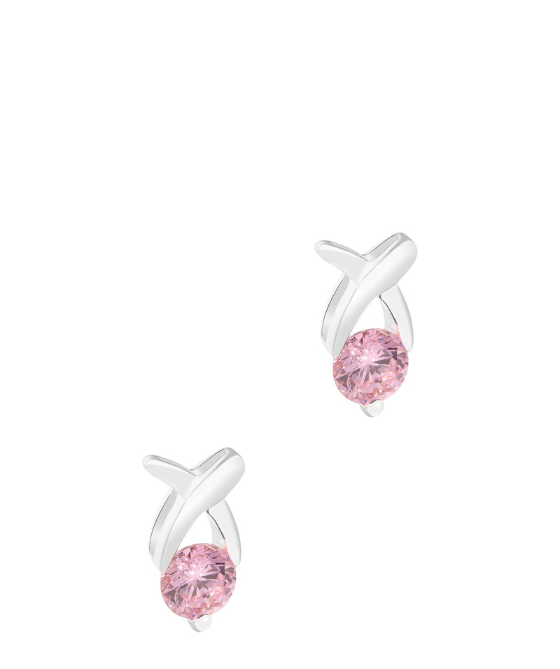 'Tyche' Sterling Silver and Pink Cubic Zirconia Kiss Stud Earrings Pure Luxuries London