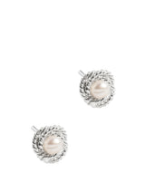 Gift Packaged 'Kotys' Sterling Silver Textured Knot Pearl Stud Earrings