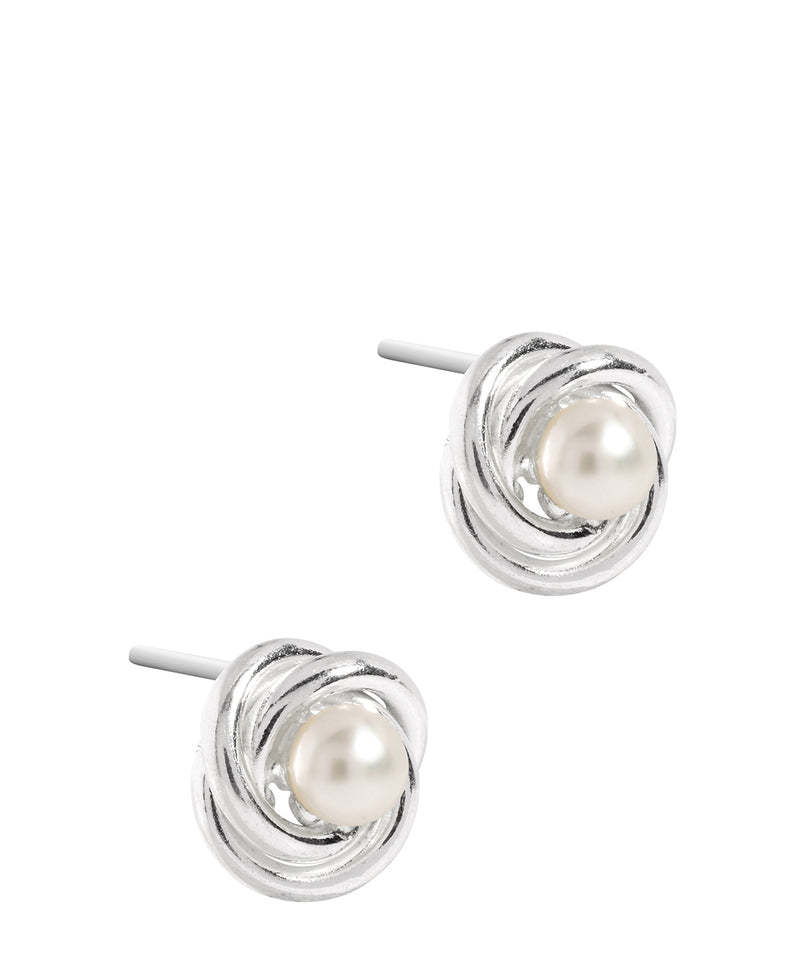 'Clio' Sterling Silver Pearl Knot Stud Earring image 1