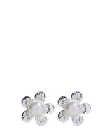 'Christelle' Sterling Silver Daisy & Pearl Earrings image 1