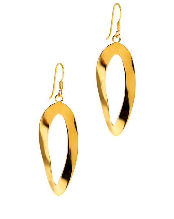 Gift Packaged 'Katie' Yellow Gold Plated Sterling Silver Oval Half Twist Drop Earrings