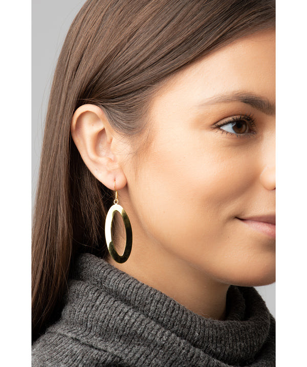 Gift Packaged 'Katie' Yellow Gold Plated Sterling Silver Oval Half Twist Drop Earrings