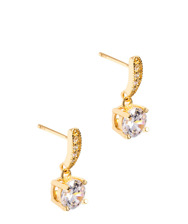Gift Packaged 'Ada' Yellow Gold Plated Sterling Silver and Cubic Zirconia Drop Earrings
