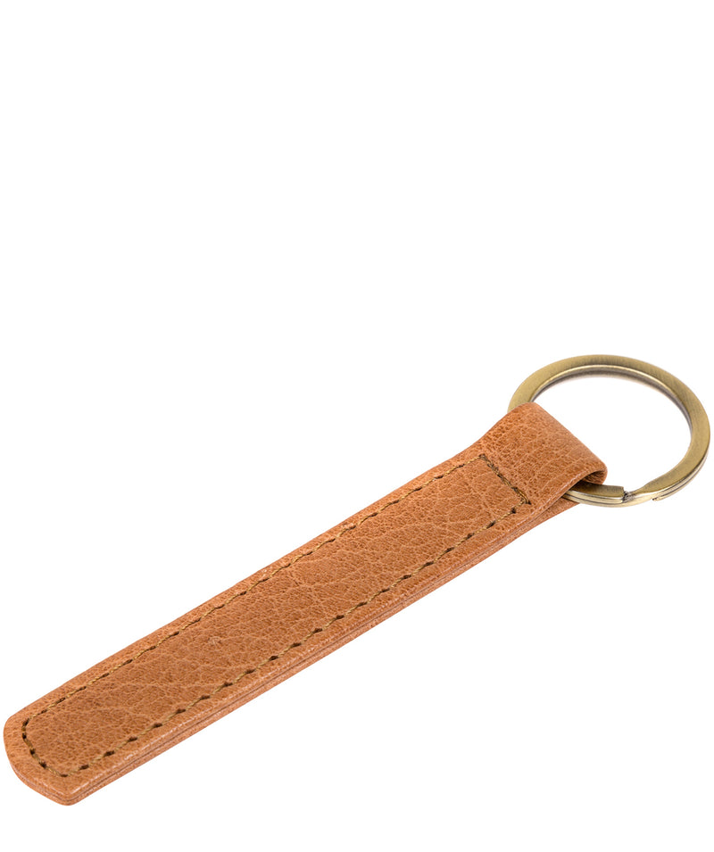 Tan Leather and Gold Keyring image 1