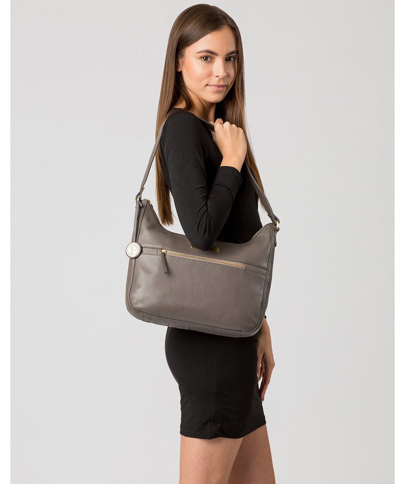 'Ryde' Grey Leather Shoulder Bag image 2