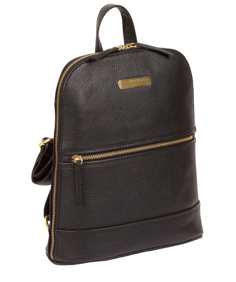 'Ellerton' Black Leather Backpack image 3