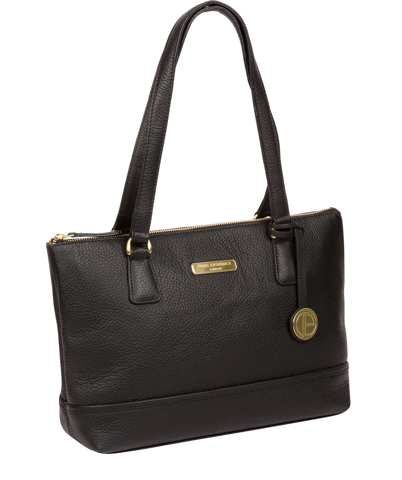 'Wimbourne' Black Leather Tote Bag image 5