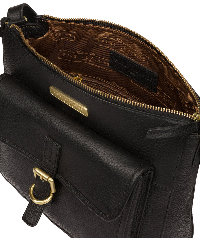 'Porth' Black Leather Cross Body Bag Pure Luxuries London