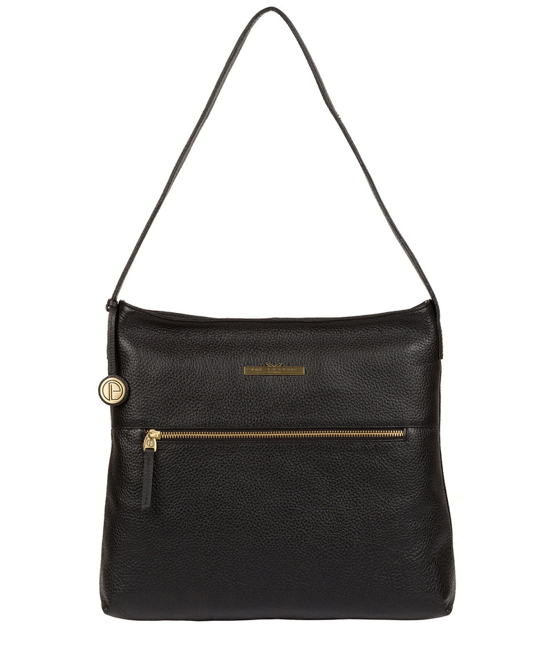 'Barbara' Black Leather Shoulder Bag Pure Luxuries London