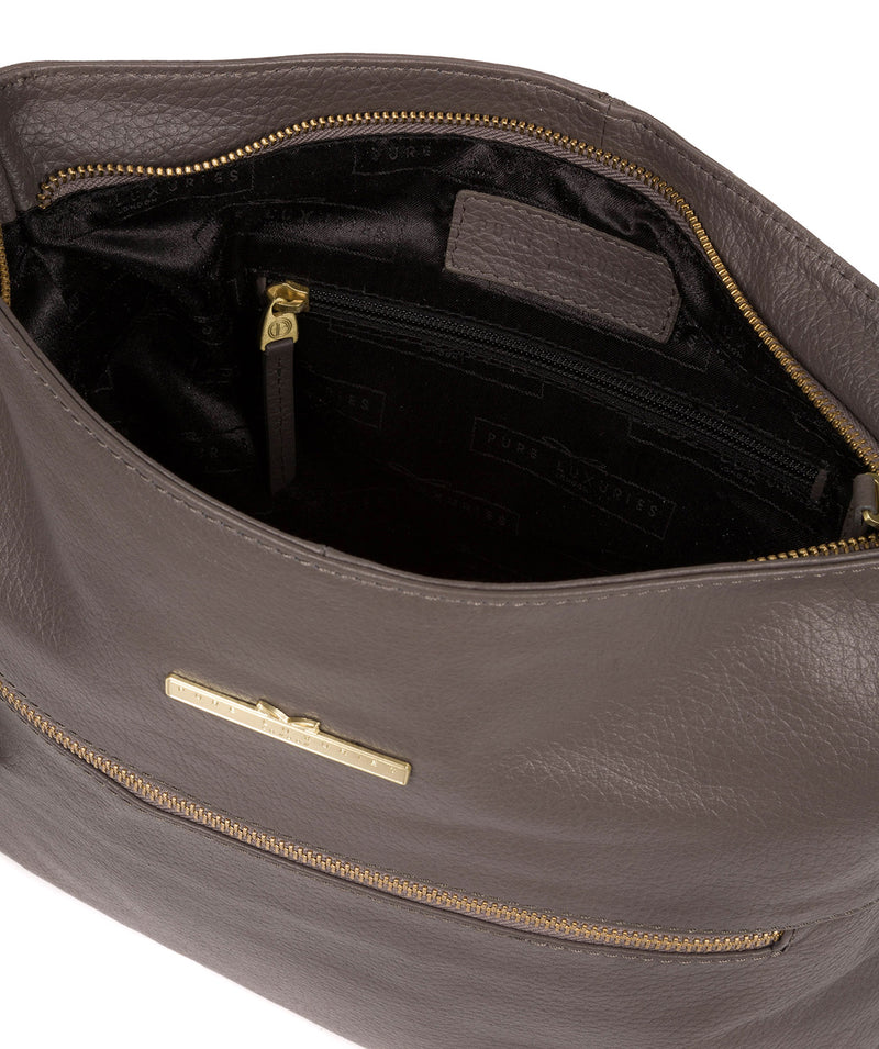'Barbara' Grey Leather Shoulder Bag image 4