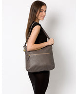 'Barbara' Grey Leather Shoulder Bag image 2