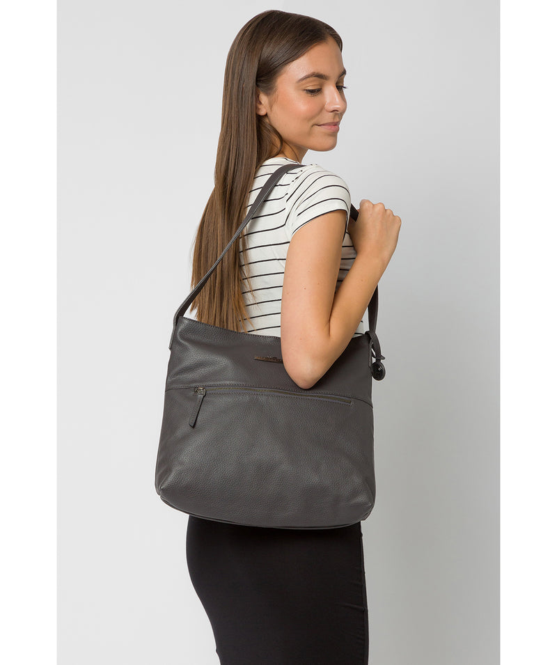 'Barbara' Slate Leather Shoulder Bag image 2