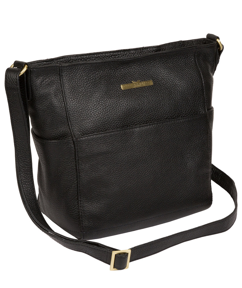 'Dorothea' Black Leather Shoulder Bag image 3