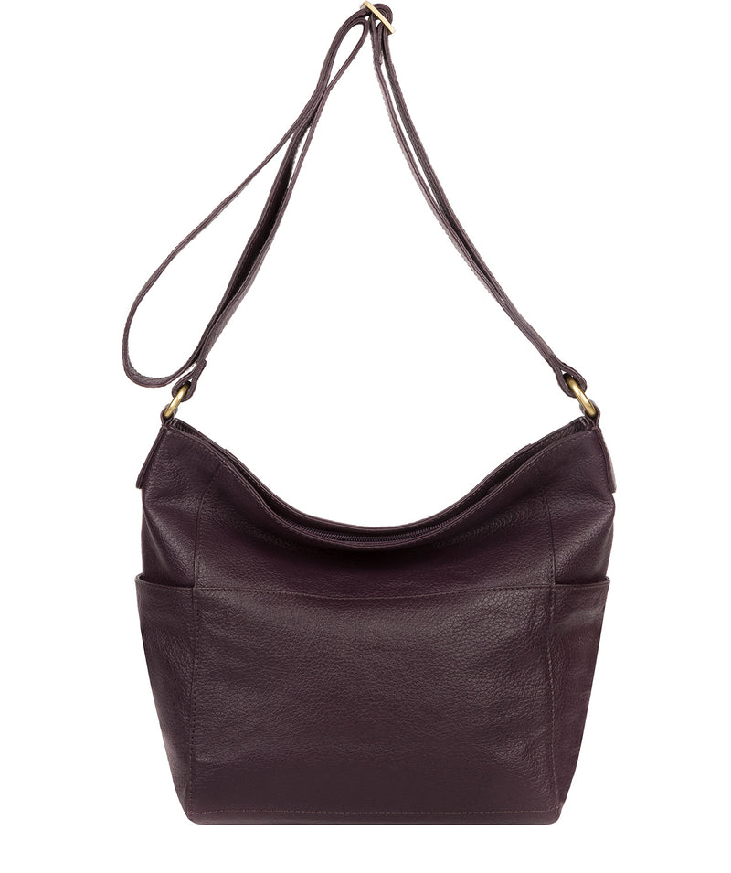 'Dorothea' Plum Leather Shoulder Bag Pure Luxuries London
