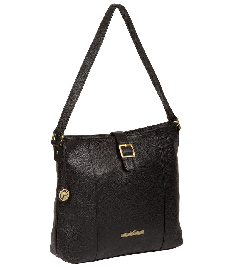 'Elaine' Black Leather Shoulder Bag image 3