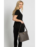 'Elaine' Grey Leather Shoulder Bag Pure Luxuries London