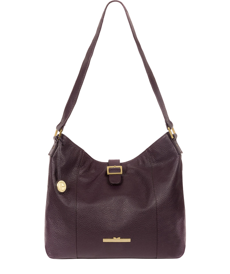 'Elaine' Plum Leather Shoulder Bag image 1